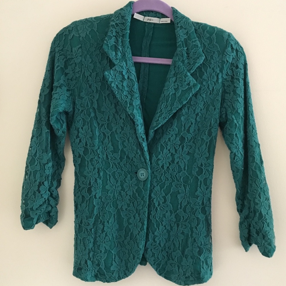Green lace blazer